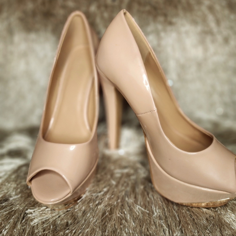 Charlotte Russe Taupe Platform Heels